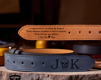 Ceinture en cuir personnalisée pour anniversaire - Ceinture personnalisée fabriquée à la main pour lui, cadeau de Noël pour mari, cadeau pour lui