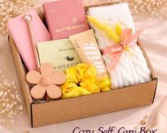 Self Care Gift Box with Candle & Blanket, Spa Relaxation Gift Set, Birthday Gift for Her, Thank You, Get Well, Thinking of You