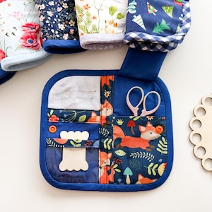Handmade Cross Stitch Mini Organiser, Floral Embroidery Storage Case, Sewing Accessories Holder, Stitching Gift