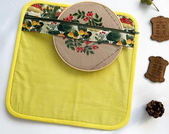 Bolsa para proyecto de punto de cruz, bolsa de vinilo con bordado frontal.