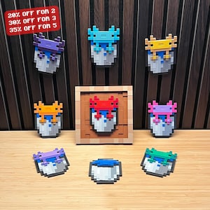 Pixel Axolotl Items Magnetic Frame for Interchangeable Items – 3D Printed Gaming Bedroom Wall Art