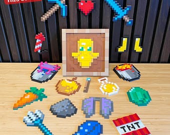 Paquete Totem – Marco magnético para objetos pixelados – Tótem de la inmortalidad – Arte mural para videojuegos impreso en 3D