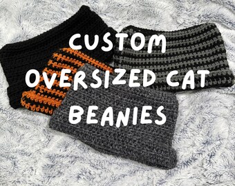 Handmade Crochet Cat Ear Beanie: CUSTOM Color Options