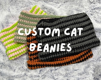 Handmade Crochet Kitty Cat Ear Beanie: CUSTOM Colors