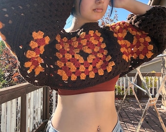 CUSTOM Cropped Granny Square Sweater
