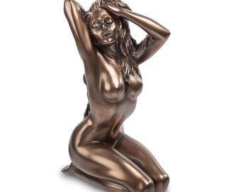 Estatua femenina desnuda de bronce / Escultura clásica femenina / Decoración artística sensual
