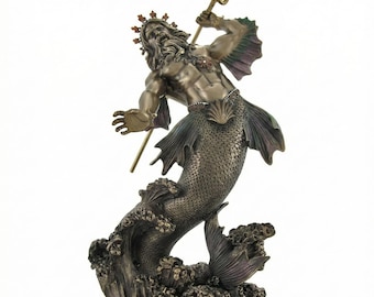 Estatua de Poseidón / Rey del Mar / Figura de Tritón / Dios Tritón / Escultura de Tridente