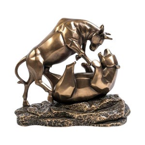 Bull and Bear Statue Set | Stock Market Art | Wall Street Gift | Financial Advisor Decor