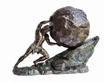 Estatua de Sísifo / Escultura mitológica de bronce / Decoración para el hogar y la oficina