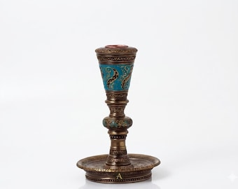 Candelabro islámico / Vela de té con caligrafía árabe / Decoración de Ramadán Kareem / Adorno de resina para el hogar