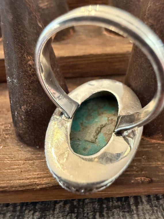 Large Oval Turquoise Statement Ring – Size 9.25 –… - image 4