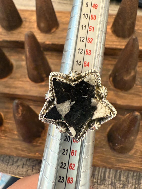 Handmade Bold Star Statement Ring – White Buffalo… - image 5