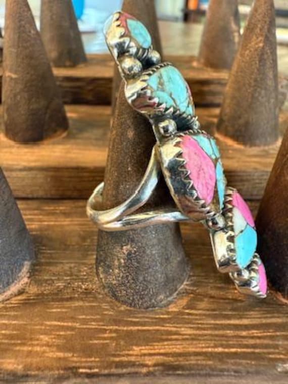 Cotton Candy Turquoise Crawler Statement Ring - S… - image 2