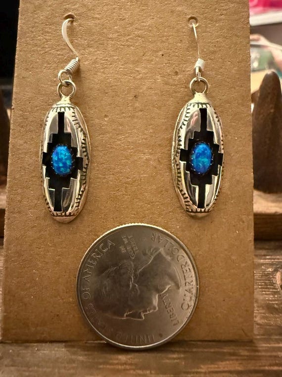 Navajo Felix Perry Shadowbox Opal and Sterling Si… - image 3