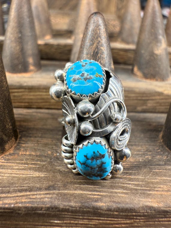 Native Made Turquoise Ring – Signed Max C. – Size… - image 1