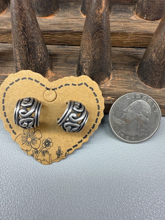 Sterling Silver Scroll Stud Earrings – Handmade - image 2