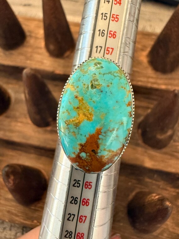 Large Oval Turquoise Statement Ring – Size 9.25 –… - image 6