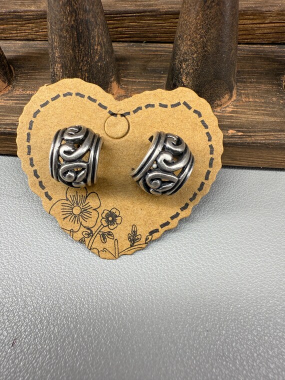 Sterling Silver Scroll Stud Earrings – Handmade - image 1