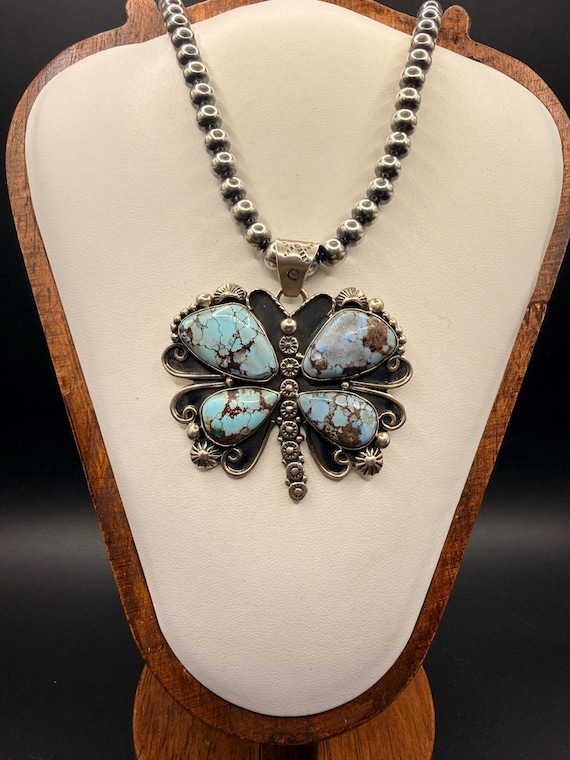 Sterling Silver Golden Hills Turquoise Butterfly Pendant