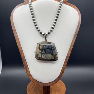Vintage Mexican Sterling 999FS Landscape Jasper Pendant – Signed JHR