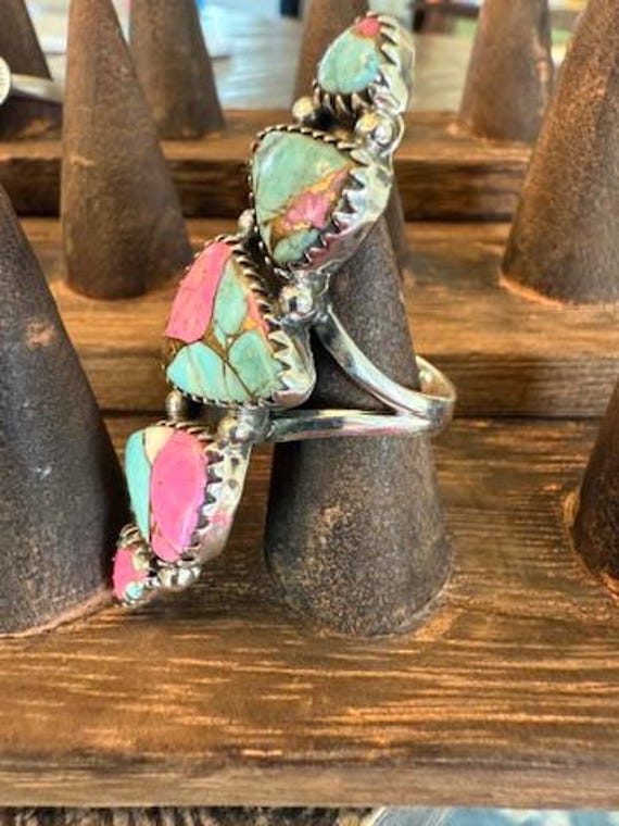 Cotton Candy Turquoise Crawler Statement Ring - S… - image 3