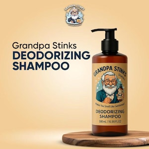Grandpa Stinks Deodoriserande Schampo: Naturlig Persimon & Grönt Te Luktfri, Sulfatfri