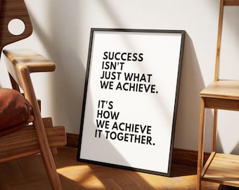 We bereiken het samen Print, motiverende kunst aan de muur, inspirerende citaatposter, kantoorinrichting, digitale download