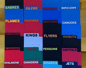32 NHL Team Sports Card Dividers Hockey Trading Cards Made in USA Kunststoff