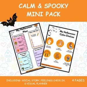 Halloween Mini SEN Pack | Printable Social Story, Pumpkin Check-In, Calm Down Strategies & Halloween Plan | Autism Visual Support