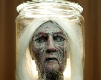 Grandma's Head in a Jar. Halloween Horror Prop. Fun for the Whole Family!