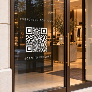 Custom QR Code Business Window Decal, Storefront Vinyl Sign for Google Reviews, Menus, Booking & Website, Personalized Logo and Scan Me Text