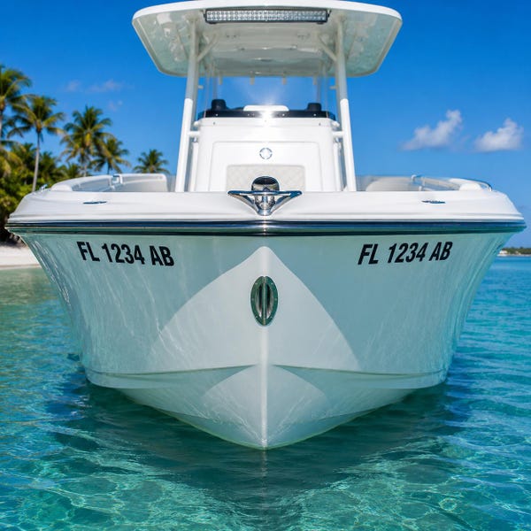 Florida Boat Registration Numbers Marine Vinyl - FL Boat Reg Numbers Both Sides - Saltwater Safe - Free Proof