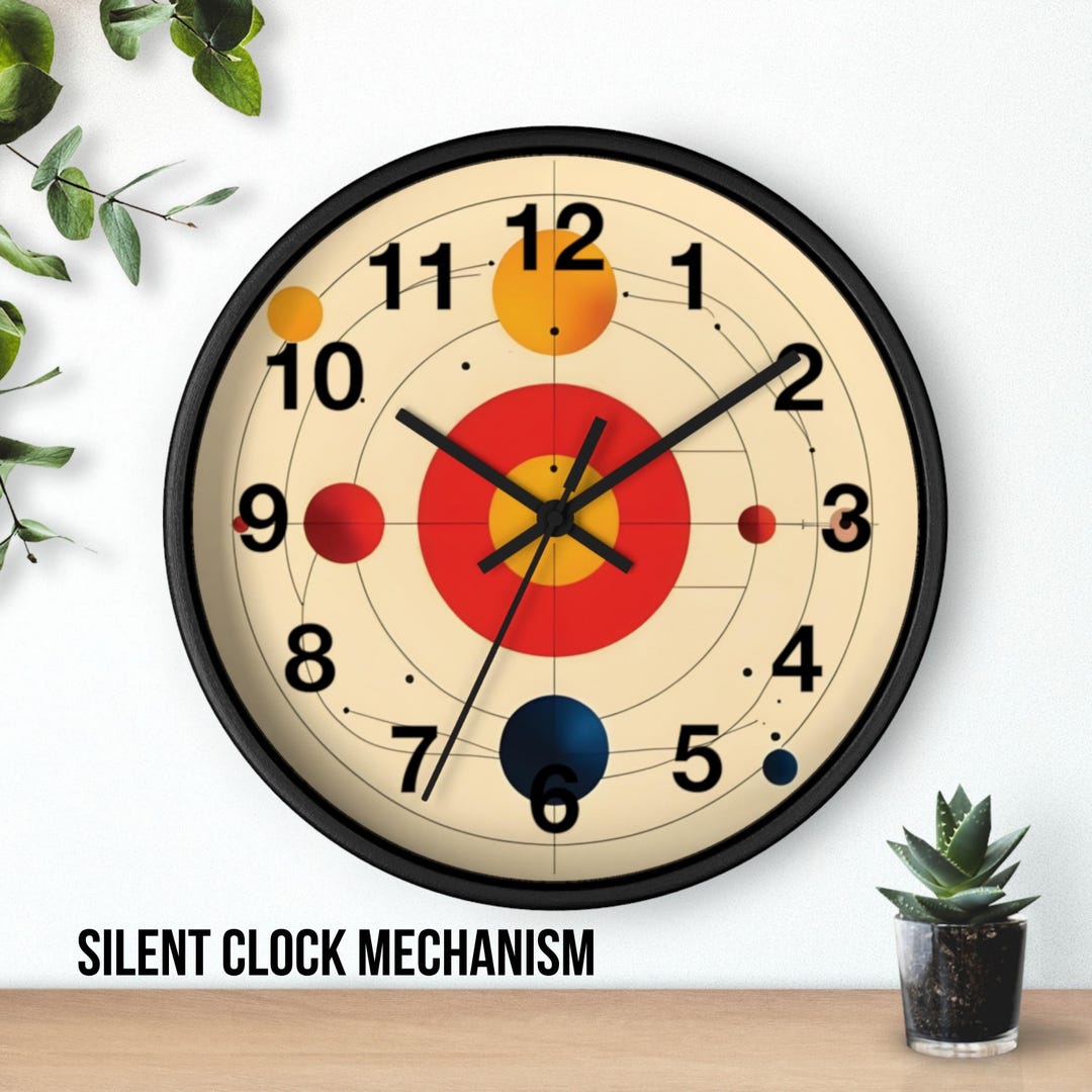 Mid-century Solar System Wall Clock | Retro Planet Orbit Design - Etsy