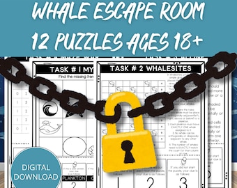 Animal Escape Room Game, Whale Escape Room Game, Printable Escape Room Games For Adults, Team Building Escape Room, Escape Room Puzzle Game