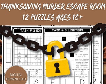 Thanksgiving Escape Room Games, Murder Mystery Party, Murder Mystery Game, Team Building Games, Crime Scene Escape Room, Holiday Escape Room