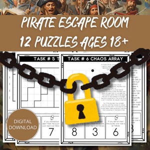 Jogo de Escape Room com Piratas, Escape Room com Tema de Piratas, Escape Room com Quebra-Cabeças Lógicos, Escape Room para Formação de Equipes, Escape Room Indoor, Kits de Escape Room