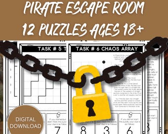 Juego de escape de piratas, Escape room temática de piratas, Escape room de lógica, Escape room para actividades de trabajo en equipo, Escape room interior, Kits de escape room