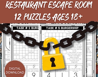 Escape Room Game, Team Building Escape Room, Restaurant Escape Room, Indoor Escape Room Game, DIY Logic Party Puzzle Game, Family Game Night