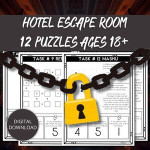 Team Building Entkommensraum für Erwachsene, Hotel Escape Room Spiel, Druckbare Escape Room Spiel, DIY Escape Room Puzzles, Familien Escape Room Spiel