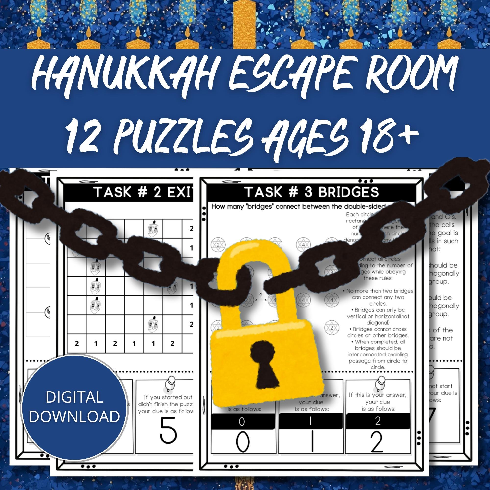 Hanukkah Escape Room, Jewish Escape Games, Jewish Escape Room Digital, Holiday Escape Room Printable, Team Building Activities