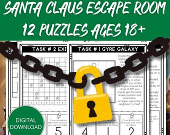 Christmas Escape Room Game, Christmas Escape Room With Puzzle, Christmas Escape Room Kits Adults, Holiday Virtual Escape Room