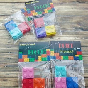 INSTANT DOWNLOAD Printable Valentine&#39;s Day Bag Topper - Bricks - Building Blocks - Valentine - Best Friends