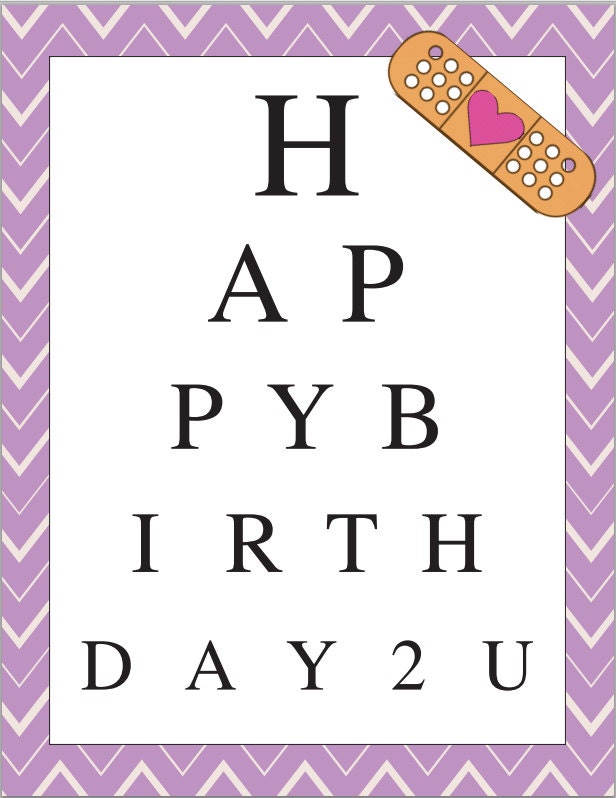 INSTANT DOWNLOAD Eye Chart Birthday Doc Happy Birthday 2 U Etsy
