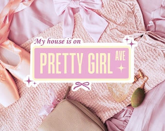 Pretty Girl Avenue Sticker – Glossy Laptop Decal, Scrapbook Sticker
