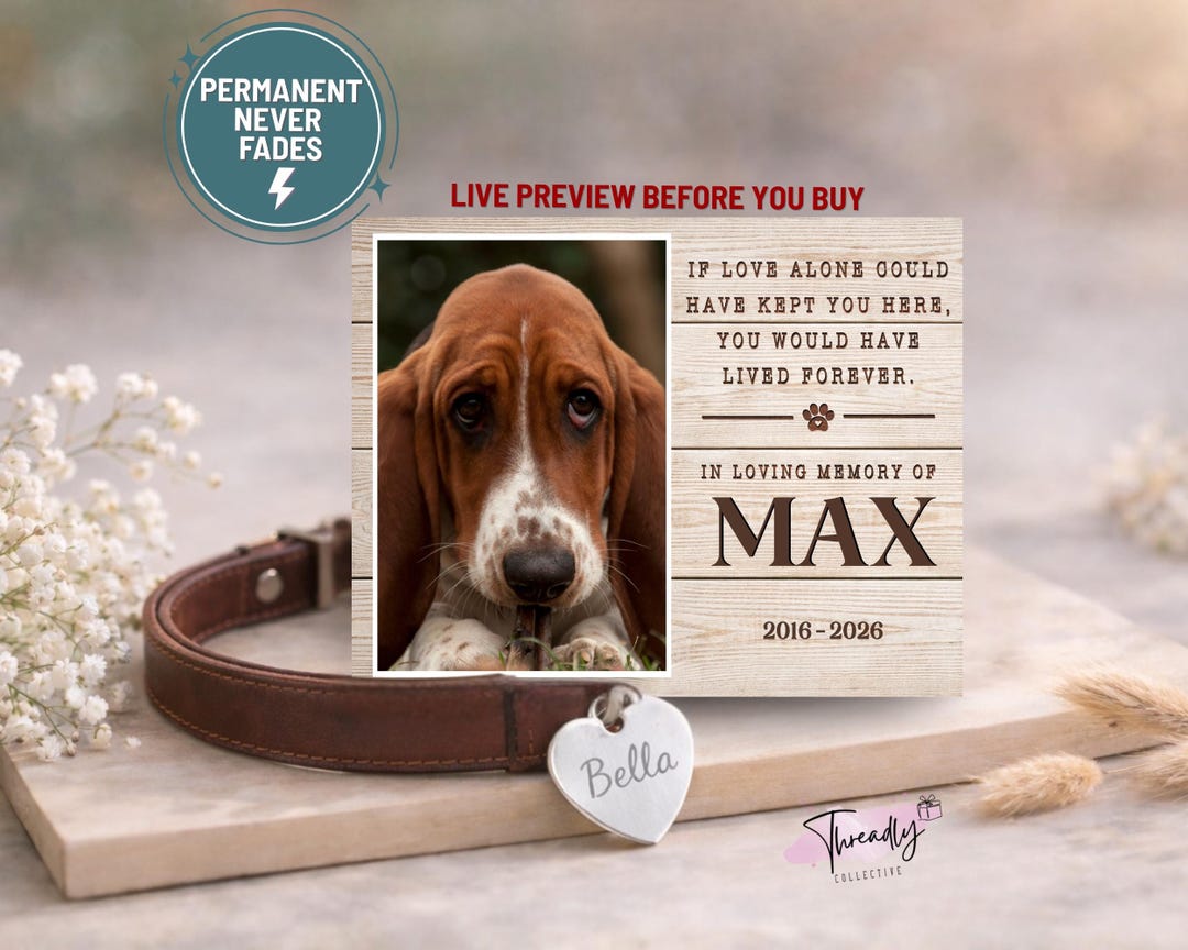 Personalized Dog Memorial Photo Frame Pet Loss Keepsake Pet Memorial ...