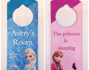 Kids door hangers, princess decor, kids room sign, frozen room decor, wood signs, kids door signs,signs for girls, vinyl lettering gifts