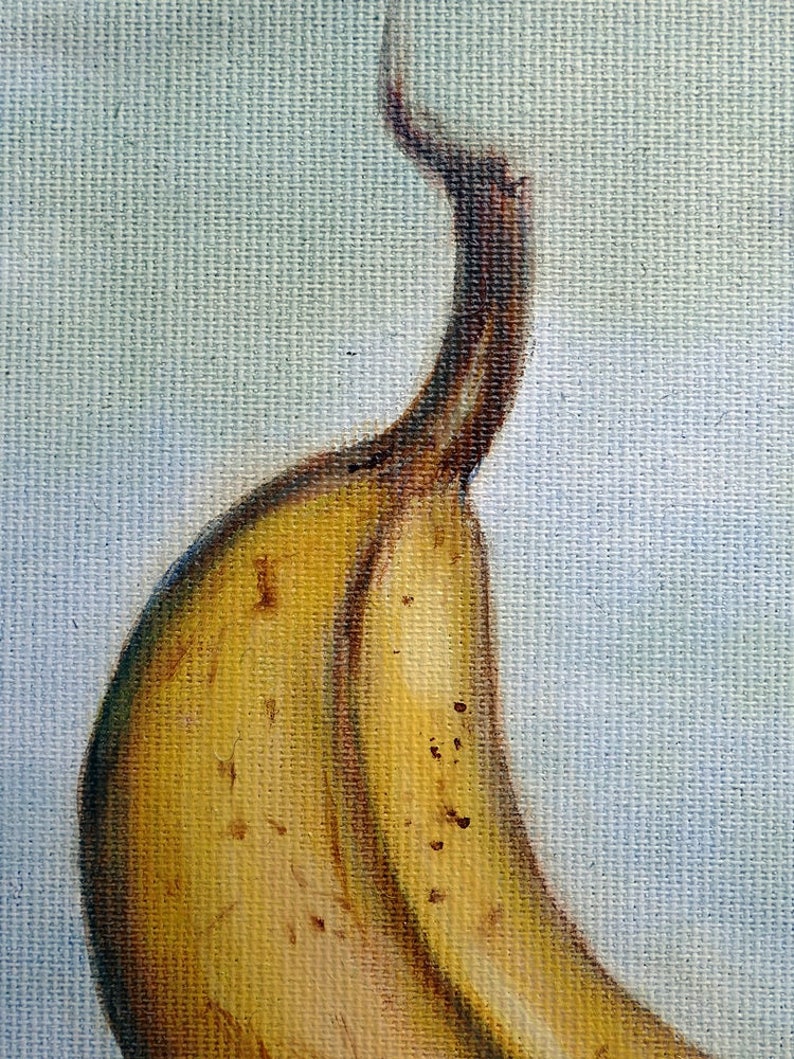 Original surreal banana oil painting on stretched canvas Etsy