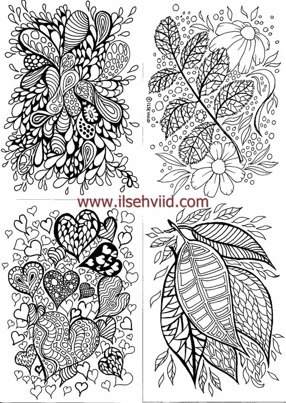 Coloring page to download. A4 page containing 4 postcard | Etsy