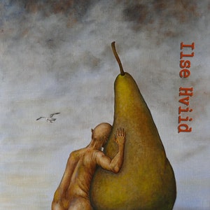 Pera y humano, archivo JPEG, decoración de pared, descarga digital instantánea de mi pintura al óleo "Nadie es perfecto" Figura humana y pera verde. Impresión