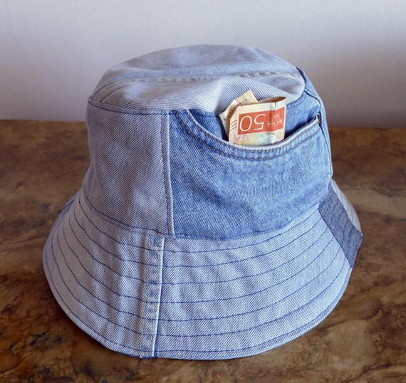 Handmade Denim Bucket Hat: Adjustable Boho Fisherman display picture 2